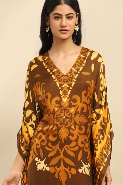 Aarke Ritu Kumar Brown Maple Kaftan Dress indian designer wear online shopping melange singapore