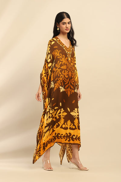 Aarke Ritu Kumar Brown Maple Kaftan Dress indian designer wear online shopping melange singapore