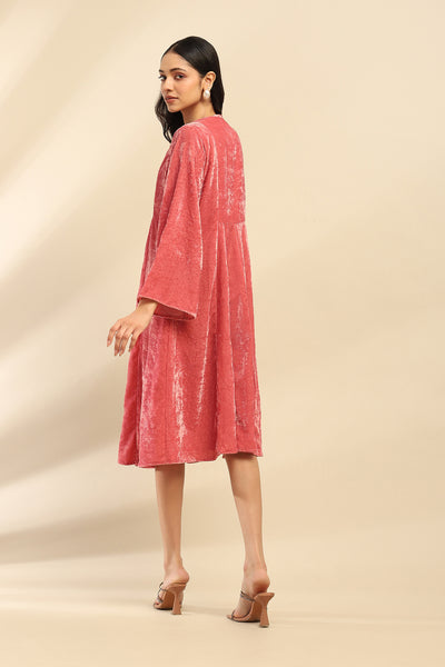 Aarke Ritu Kumar Dusky Pink Rania Velvet Dress indian designer wear online shopping melange singapore