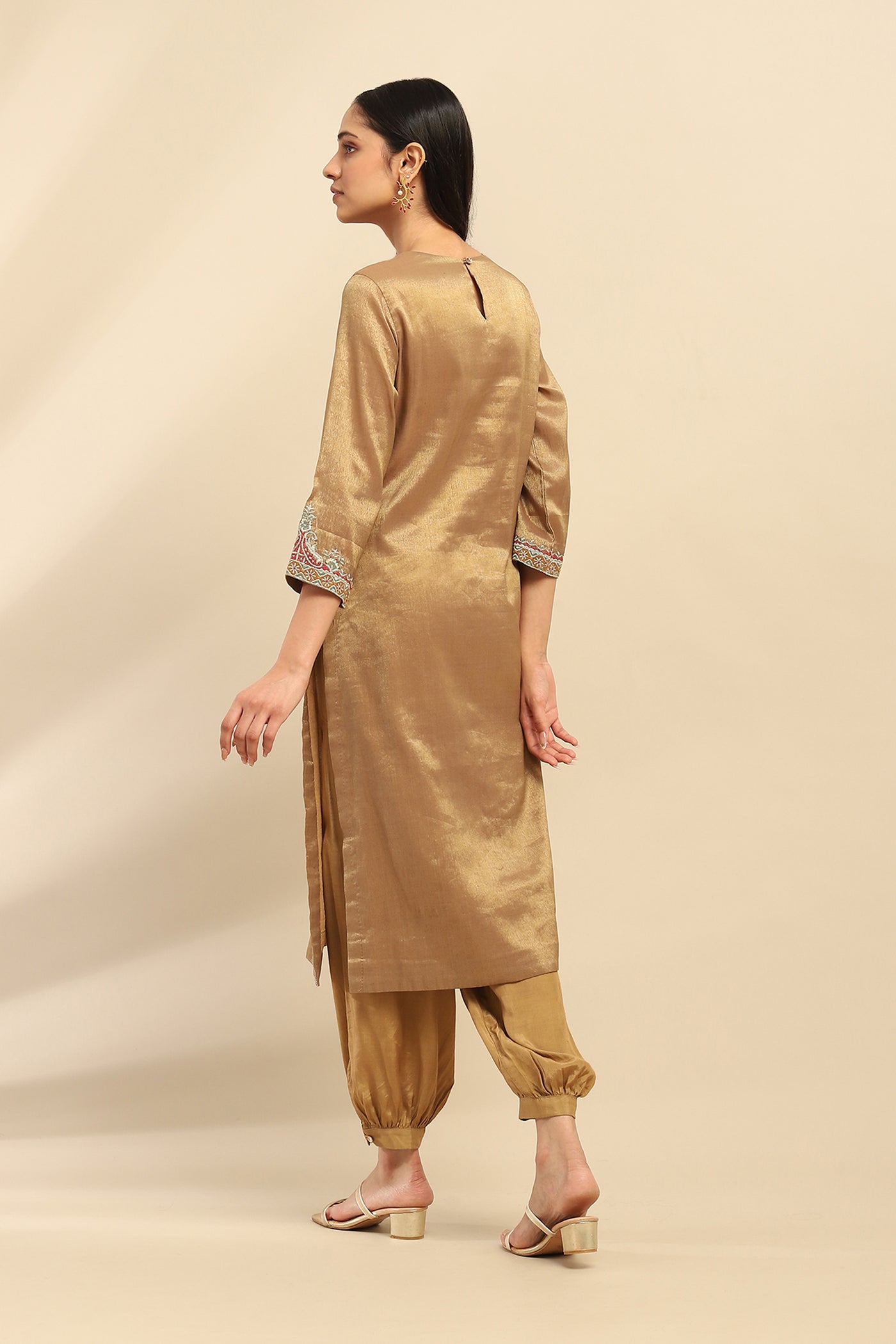 Aarke Ritu Kumar Golden Sitara Kurta With Salwar And Dupatta indian designer wear online shopping melange singapore