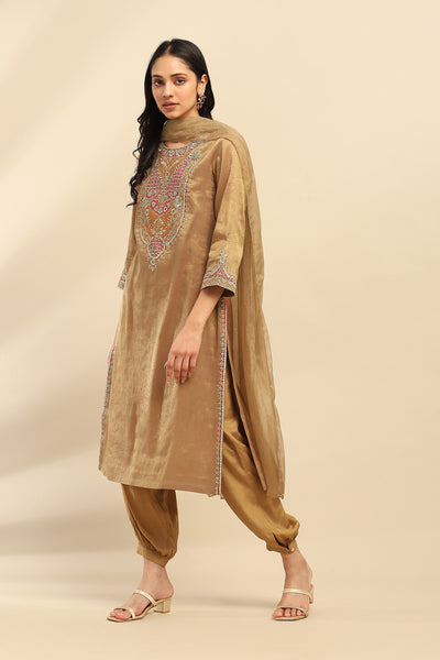 Aarke Ritu Kumar Golden Sitara Kurta With Salwar And Dupatta indian designer wear online shopping melange singapore