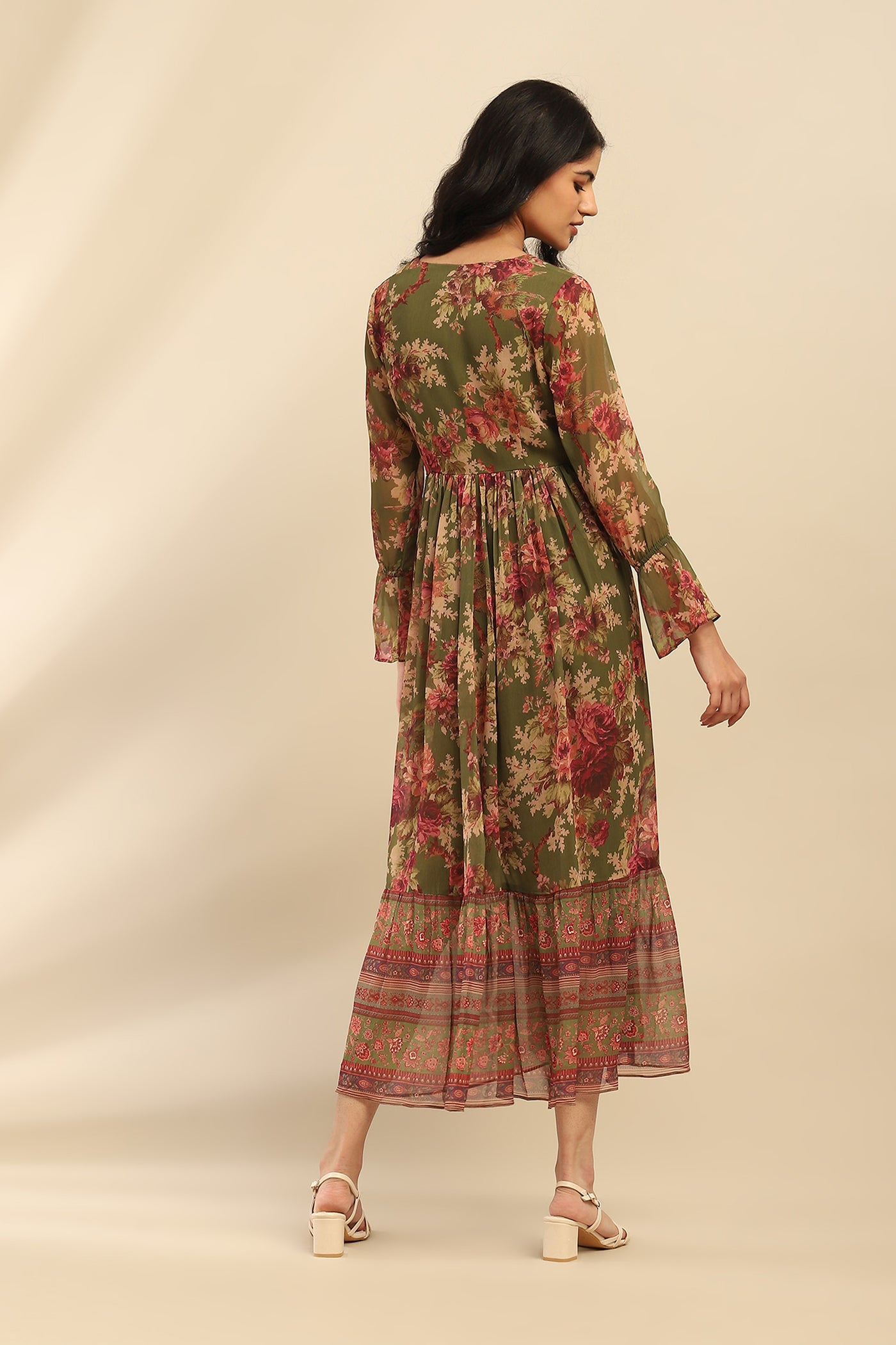 Aarke Ritu Kumar Green Amie Long Dress indian designer wear online shopping melange singapore
