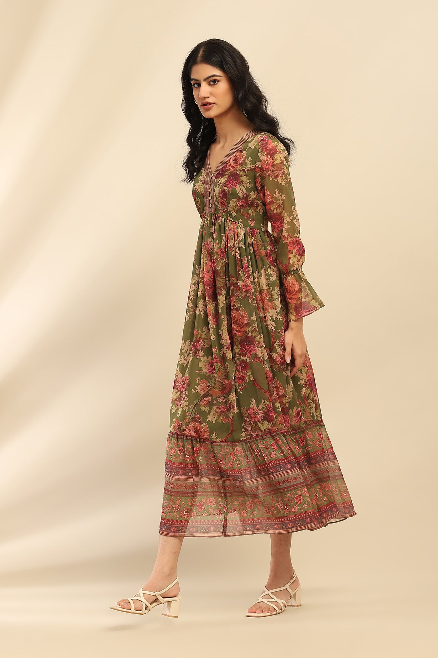 Aarke Ritu Kumar Green Amie Long Dress indian designer wear online shopping melange singapore
