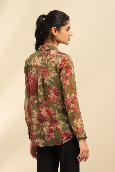 Aarke Ritu Kumar Green Amie Shirt With Camisole indian designer wear online shopping melange singapore