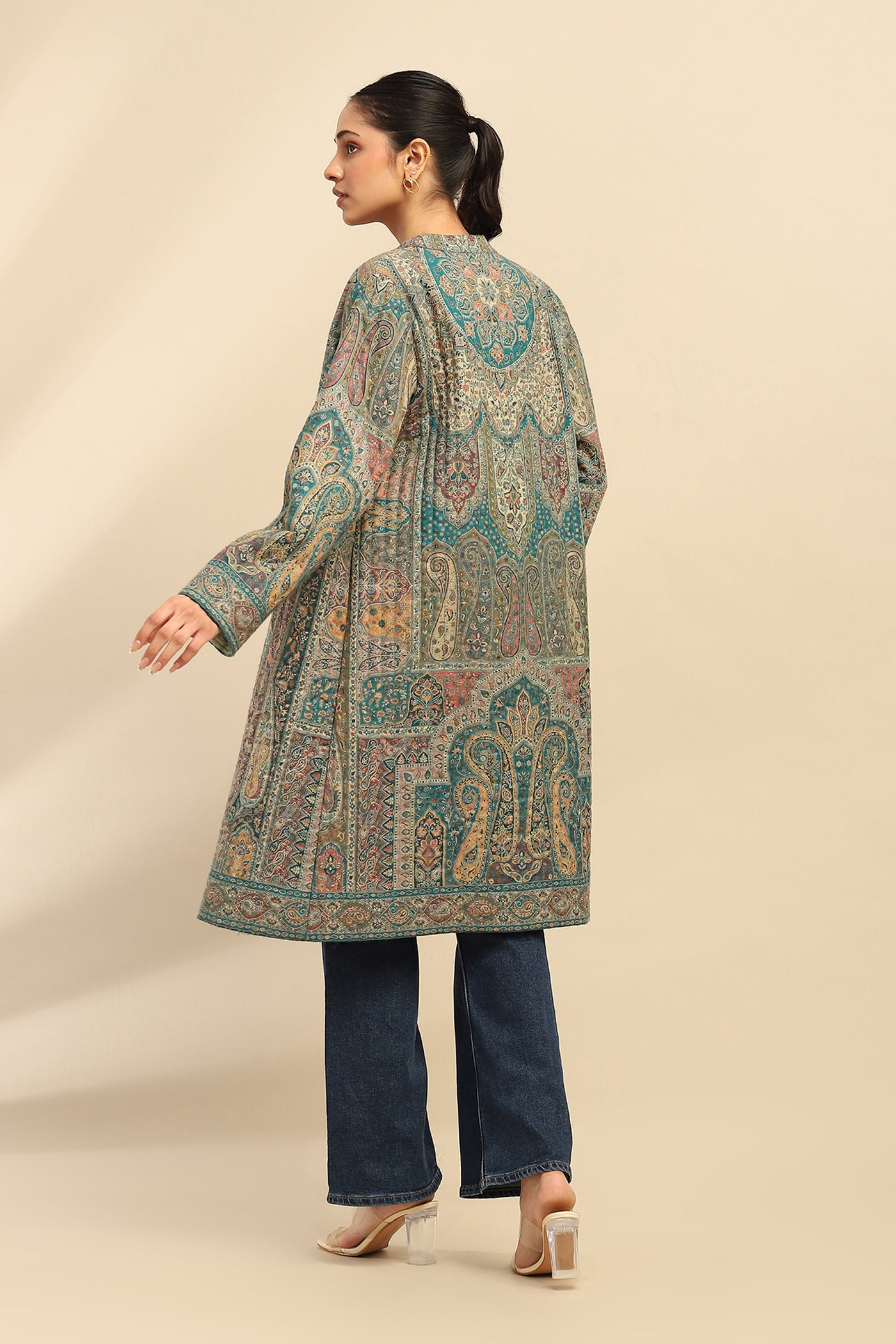 Aarke Ritu Kumar Green Asmaa Coat indian designer wear online shopping melange singapore