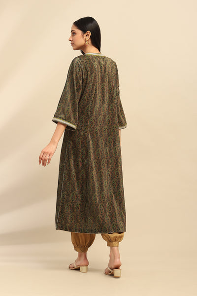 Aarke Ritu Kumar Green Kirani Velvet Kurta indian designer wear online shopping melange singapore