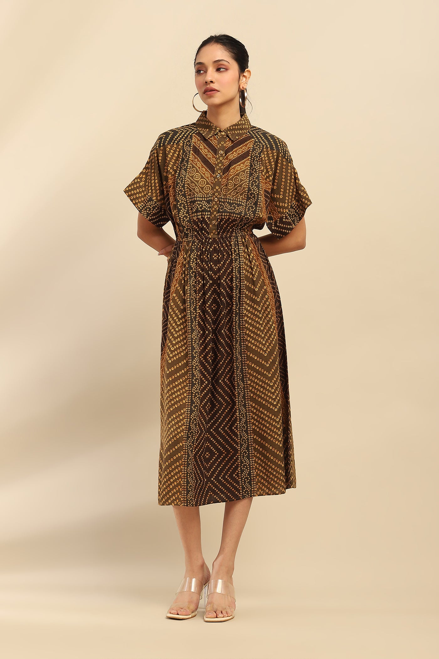 Aarke Ritu Kumar Green Kirti Shirt Dress indian designer wear online shopping melange singapore