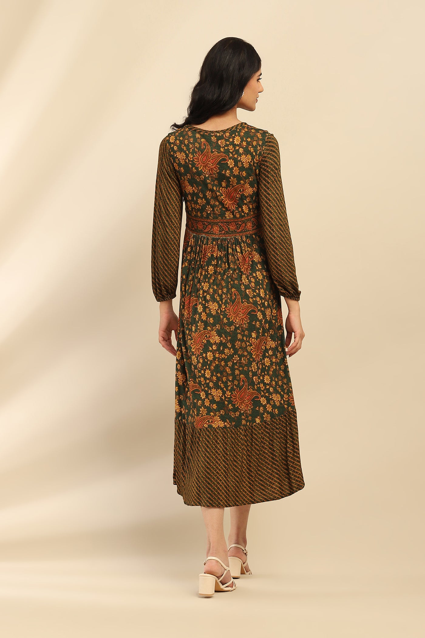 Aarke Ritu Kumar Green Meadow Midi Dress indian designer wear online shopping melange singapore