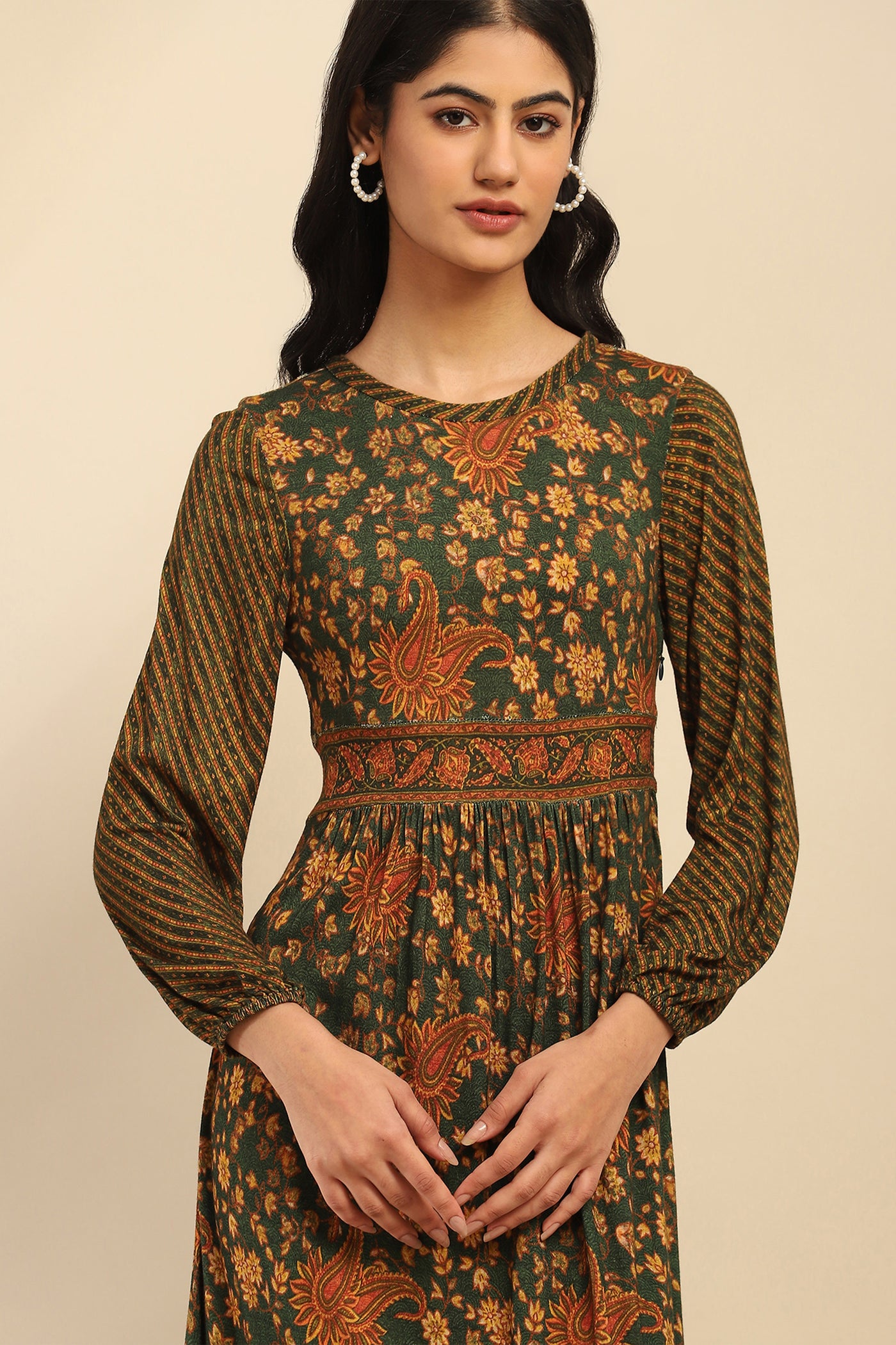 Aarke Ritu Kumar Green Meadow Midi Dress indian designer wear online shopping melange singapore