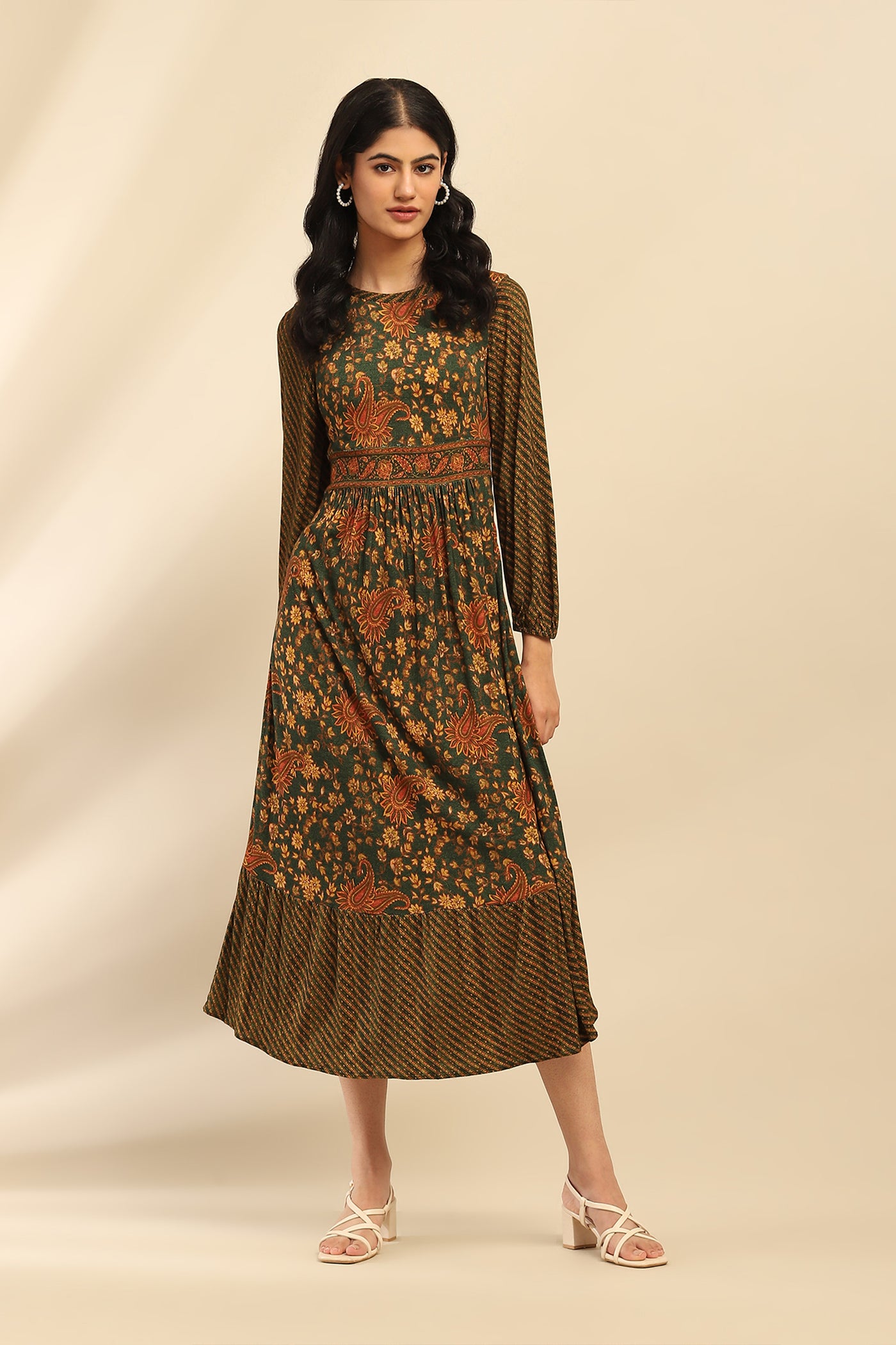 Aarke Ritu Kumar Green Meadow Midi Dress indian designer wear online shopping melange singapore