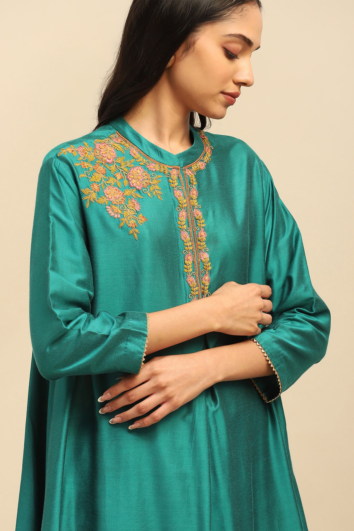 Aarke Ritu Kumar Green Samaira Kurta With Pant indian designer wear online shopping melange singapore