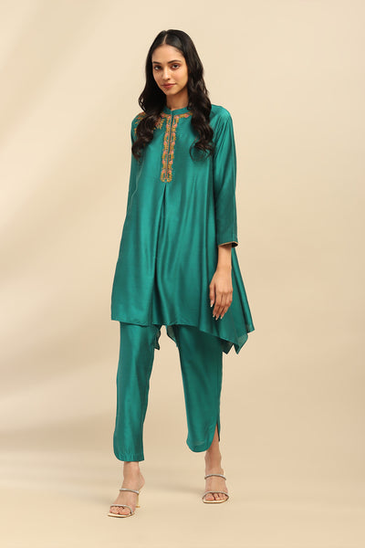 Aarke Ritu Kumar Green Samaira Kurta With Pant indian designer wear online shopping melange singapore