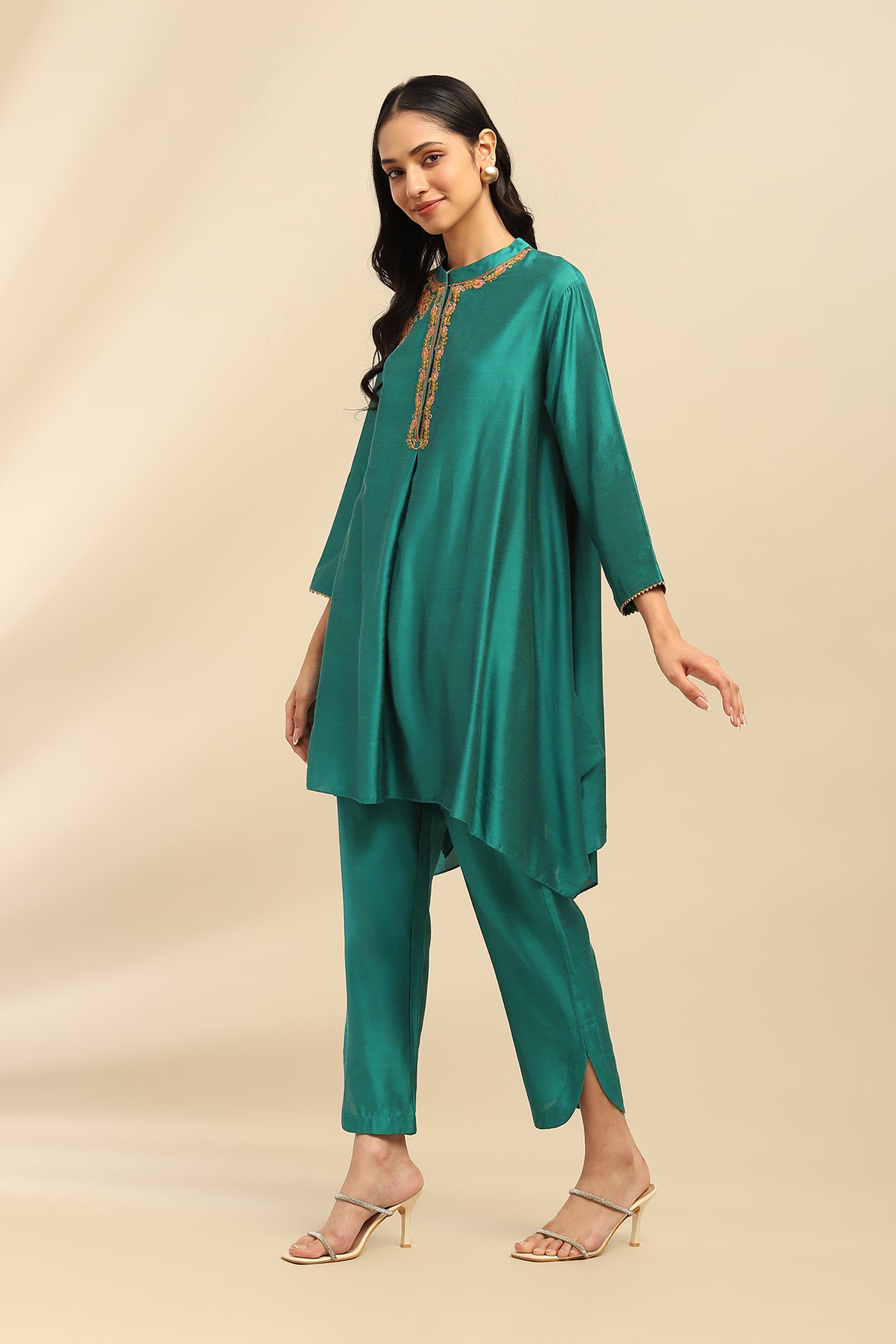 Aarke Ritu Kumar Green Samaira Kurta With Pant indian designer wear online shopping melange singapore