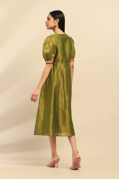 Aarke Ritu Kumar Green Sitara Midi Dress indian designer wear online shopping melange singapore