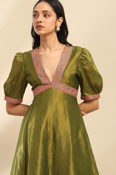 Aarke Ritu Kumar Green Sitara Midi Dress indian designer wear online shopping melange singapore