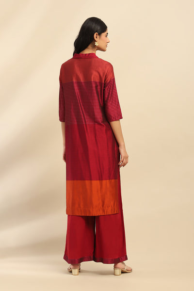 Aarke Ritu Kumar Magenta Camellia Kurta With Palazzo indian designer wear online shopping melange singapore
