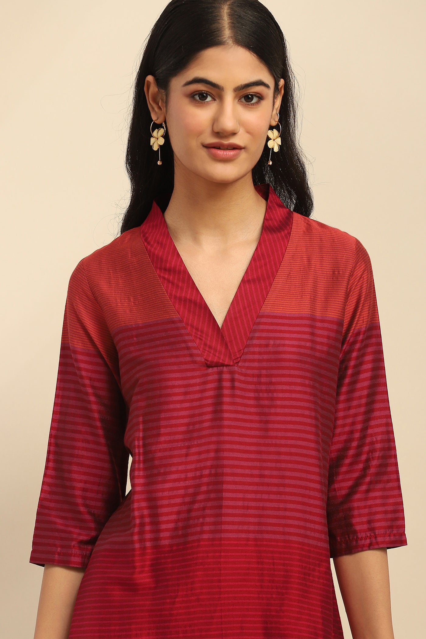 Aarke Ritu Kumar Magenta Camellia Kurta With Palazzo indian designer wear online shopping melange singapore
