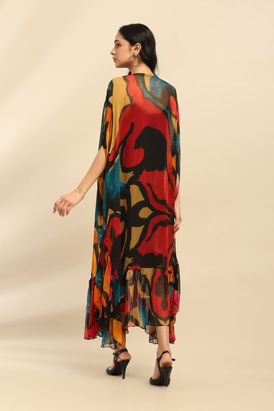 Aarke Ritu Kumar Multi Color Laurelle Kaftan Dress With Camisole indian designer wear online shopping melange singapore