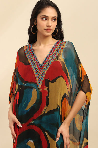 Aarke Ritu Kumar Multi Color Laurelle Kaftan Dress With Camisole indian designer wear online shopping melange singapore