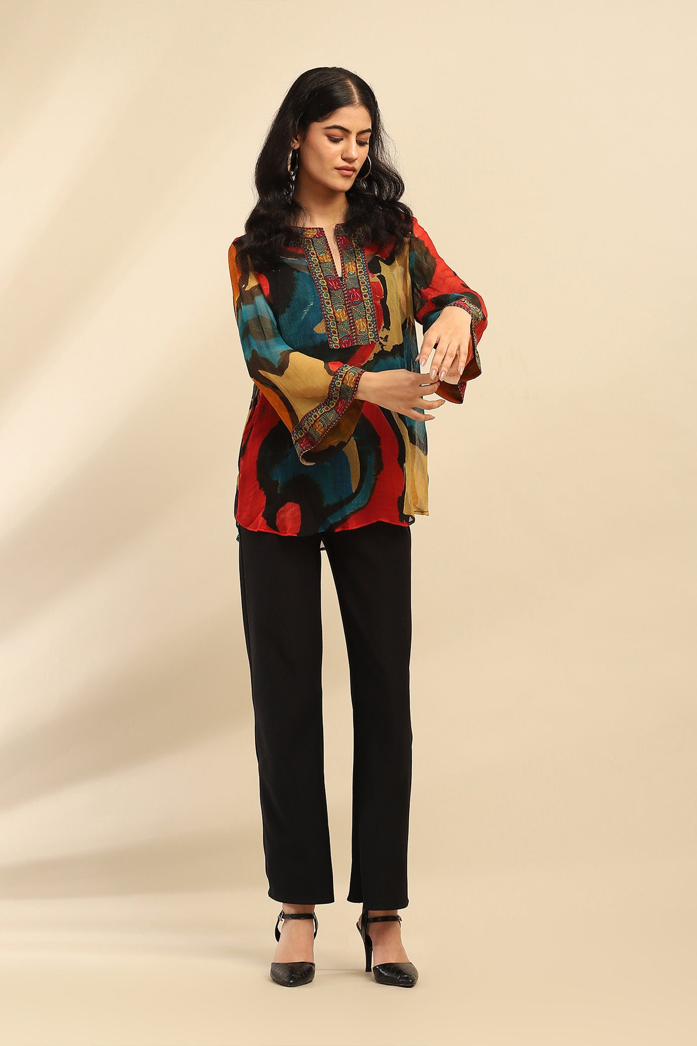 Aarke Ritu Kumar Multi Color Laurelle Top With Camisole indian designer wear online shopping melange singapore