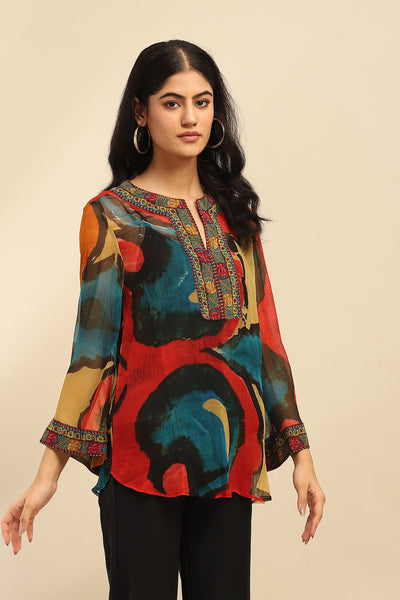 Aarke Ritu Kumar Multi Color Laurelle Top With Camisole indian designer wear online shopping melange singapore