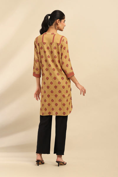 Aarke Ritu Kumar Mustard Shangri-La Kurta indian designer wear online shopping melange singapore