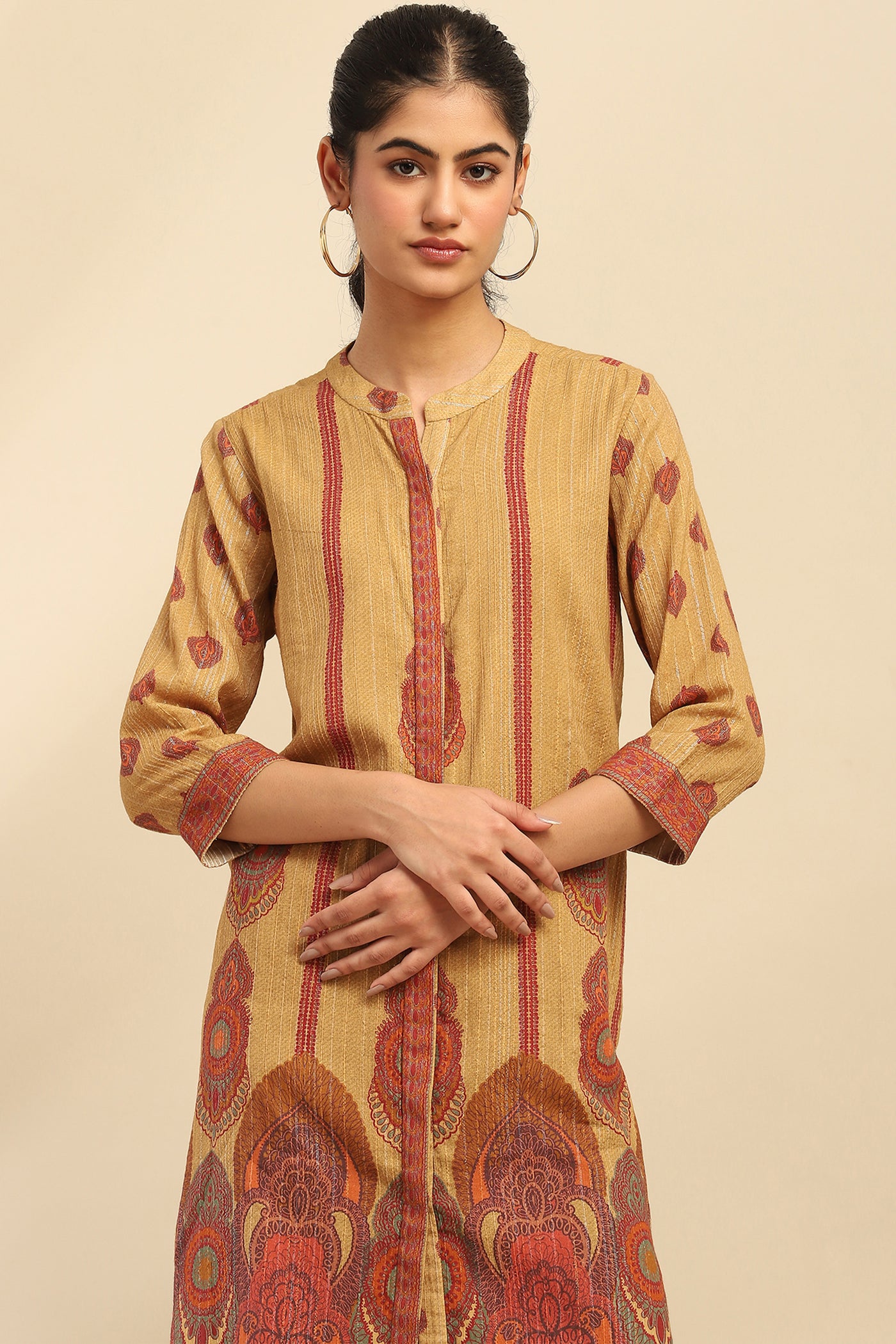 Aarke Ritu Kumar Mustard Shangri-La Kurta indian designer wear online shopping melange singapore