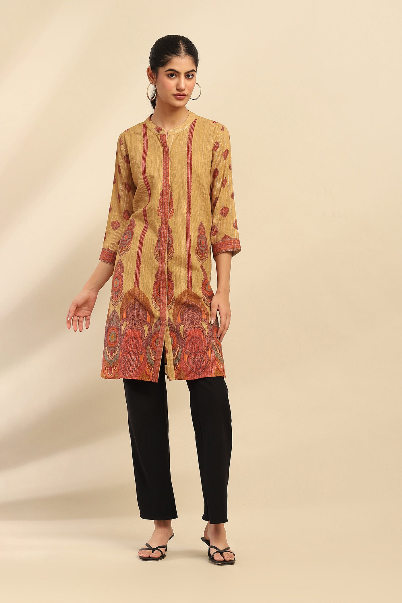 Aarke Ritu Kumar Mustard Shangri-La Kurta indian designer wear online shopping melange singapore