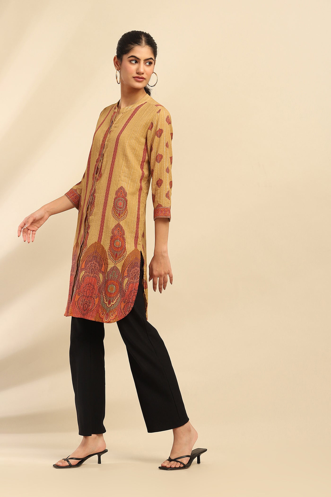 Aarke Ritu Kumar Mustard Shangri-La Kurta indian designer wear online shopping melange singapore