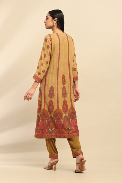 Aarke Ritu Kumar Mustard Shangri–La Kurta With Pant And Dupatta indian designer wear online shopping melange singapore