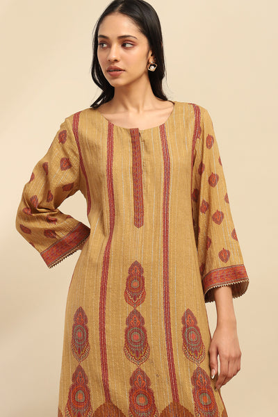 Aarke Ritu Kumar Mustard Shangri–La Kurta With Pant And Dupatta indian designer wear online shopping melange singapore