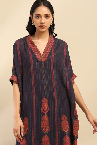 Aarke Ritu Kumar Navy Blue Shangri–La Kaftan Dress indian designer wear online shopping melange singapore