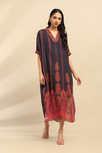 Aarke Ritu Kumar Navy Blue Shangri–La Kaftan Dress indian designer wear online shopping melange singapore