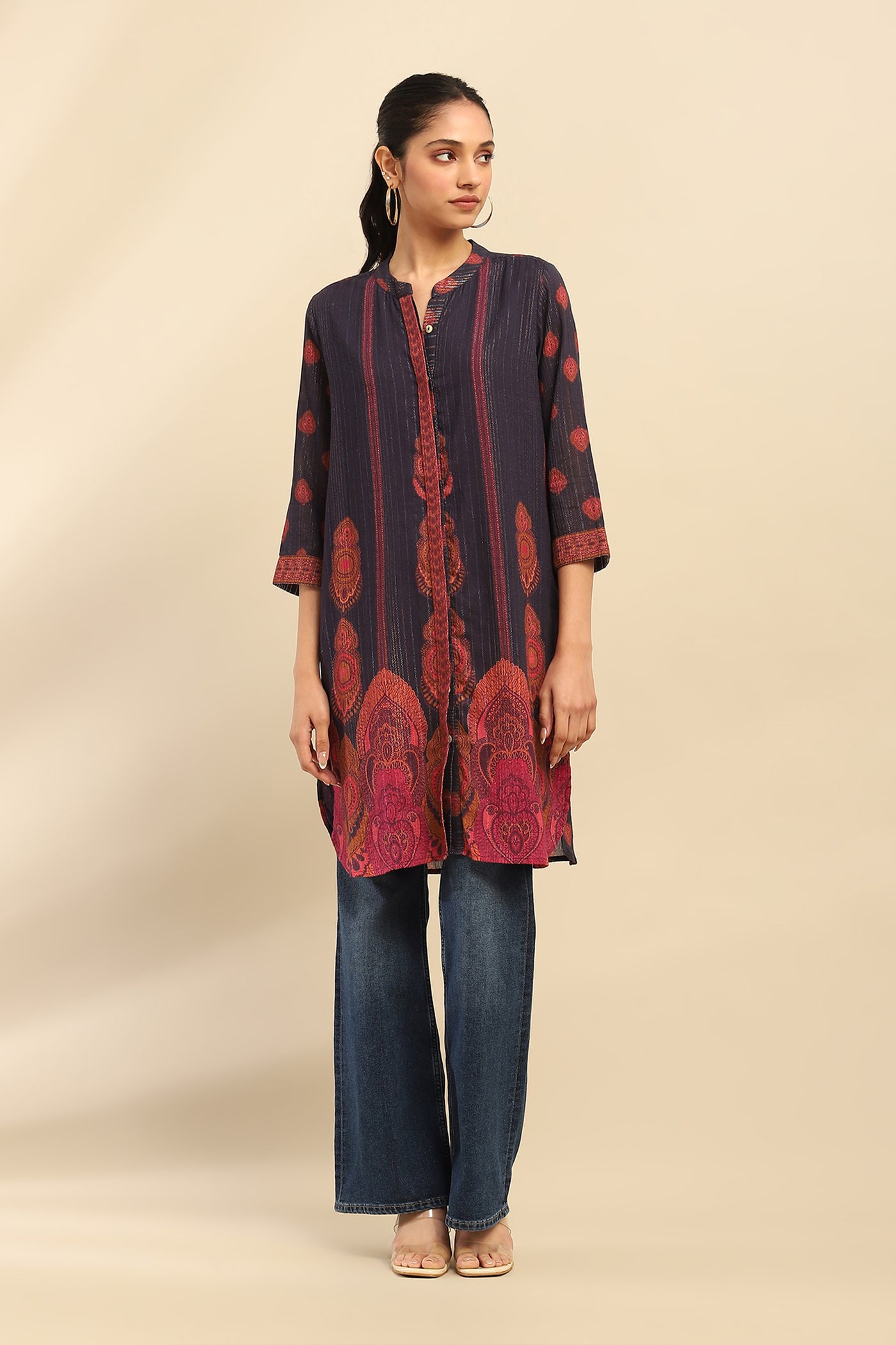 Aarke Ritu Kumar Navy Blue Shangri–La Kurta indian designer wear online shopping melange singapore