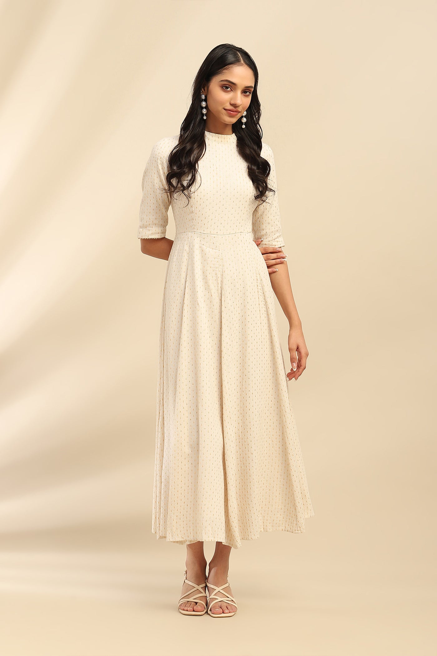 Aarke Ritu Kumar Off White Molly Solid Long Dress indian designer wear online shopping melange singapore