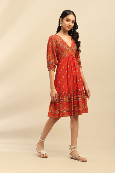 Aarke Ritu Kumar Orange Mirana Short Dress indian designer wear online shopping melange singapore