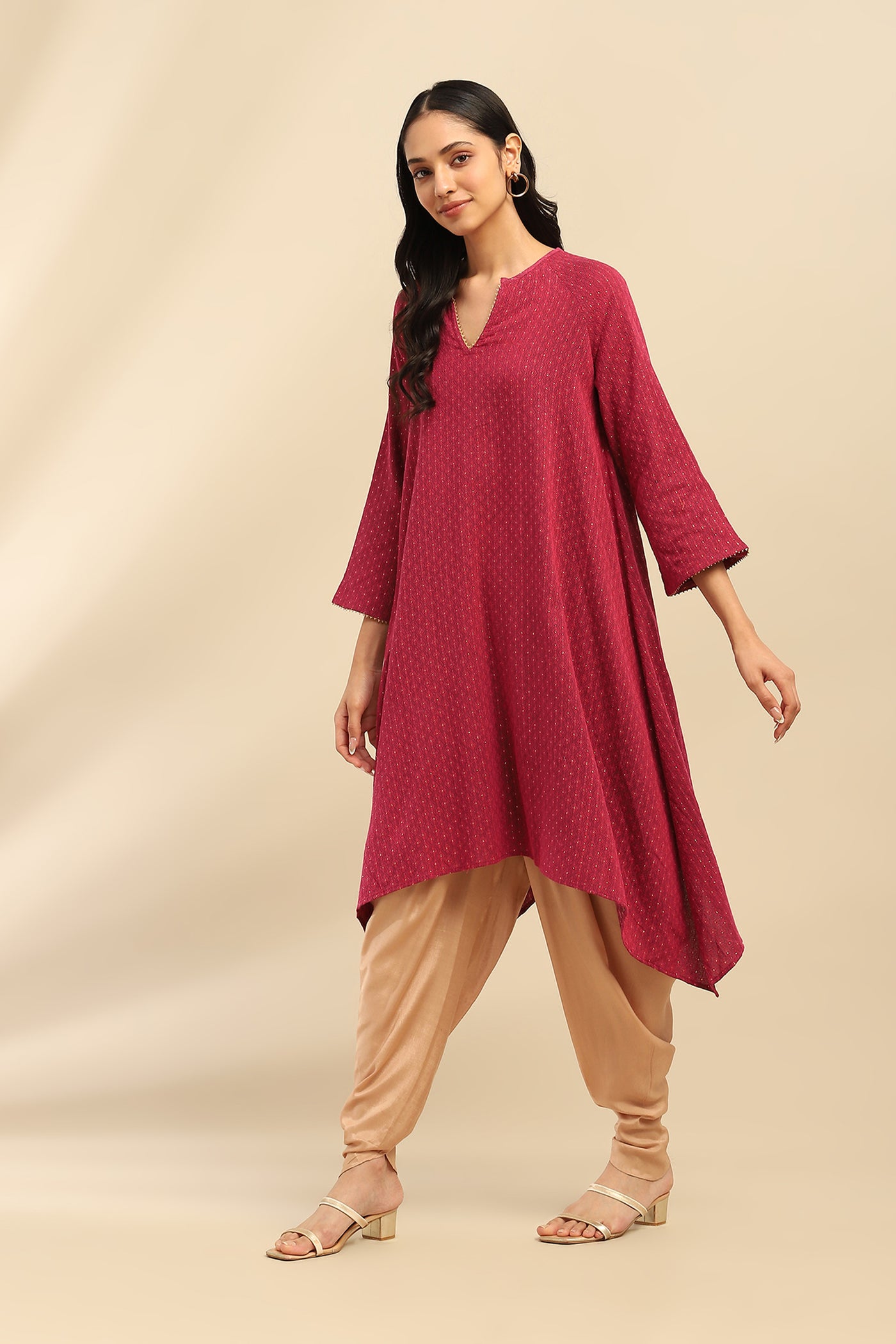 Aarke Ritu Kumar Pink Molly Solid Long Dress indian designer wear online shopping melange singapore