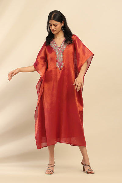 Aarke Ritu Kumar Pink Sitara Kaftan Dress With Camisole indian designer wear online shopping melange singapore