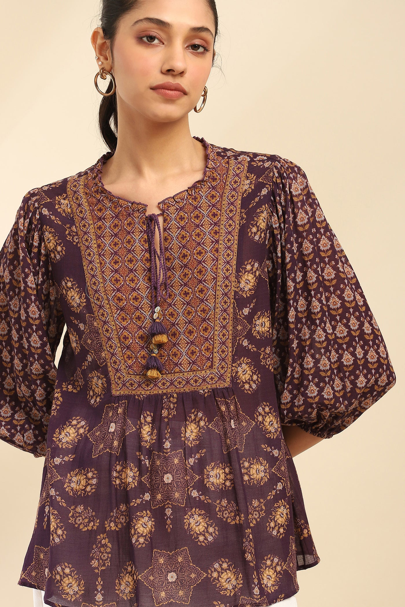 Aarke Ritu Kumar Purple Moli Kurti indian designer wear online shopping melange singapore