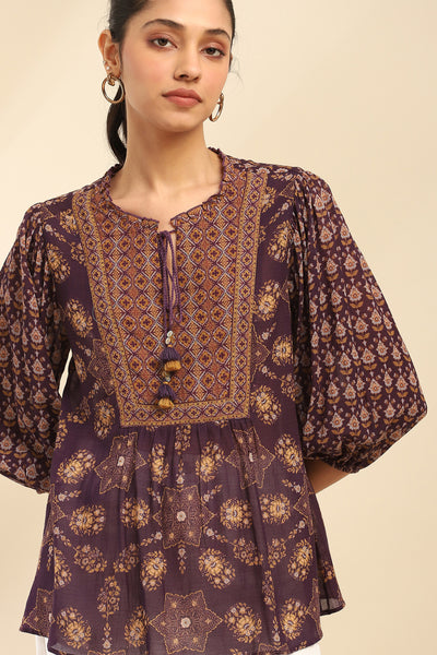 Aarke Ritu Kumar Purple Moli Kurti indian designer wear online shopping melange singapore