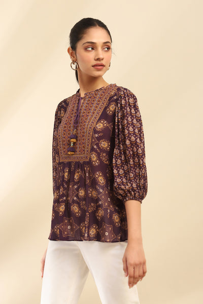 Aarke Ritu Kumar Purple Moli Kurti indian designer wear online shopping melange singapore