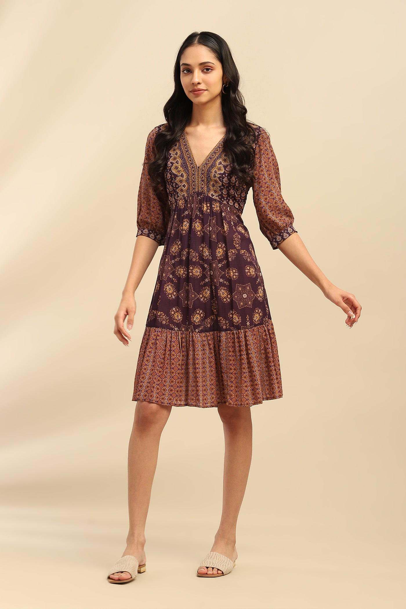 Aarke Ritu Kumar Purple Moli Short Dress indian designer wear online shopping melange singapore