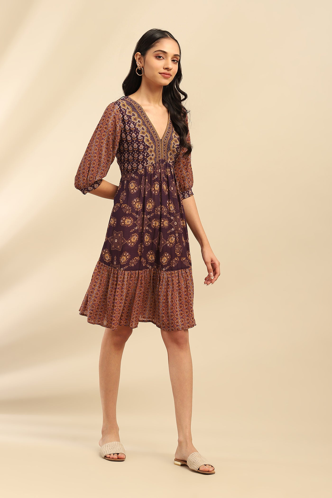 Aarke Ritu Kumar Purple Moli Short Dress indian designer wear online shopping melange singapore