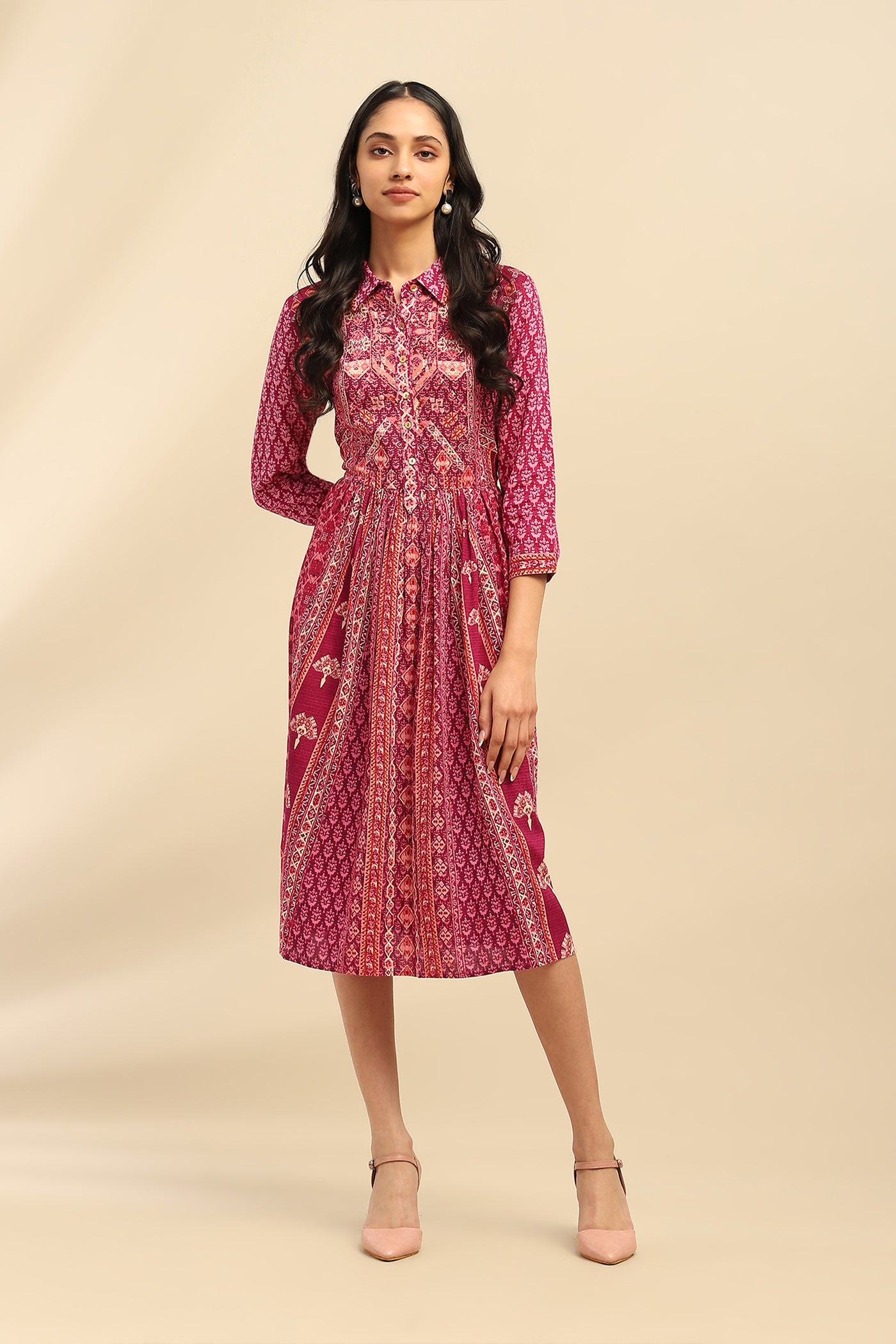 Aarke Ritu Kumar Purple Mosaica Midi Dress indian designer wear online shopping melange singapore