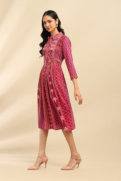 Aarke Ritu Kumar Purple Mosaica Midi Dress indian designer wear online shopping melange singapore