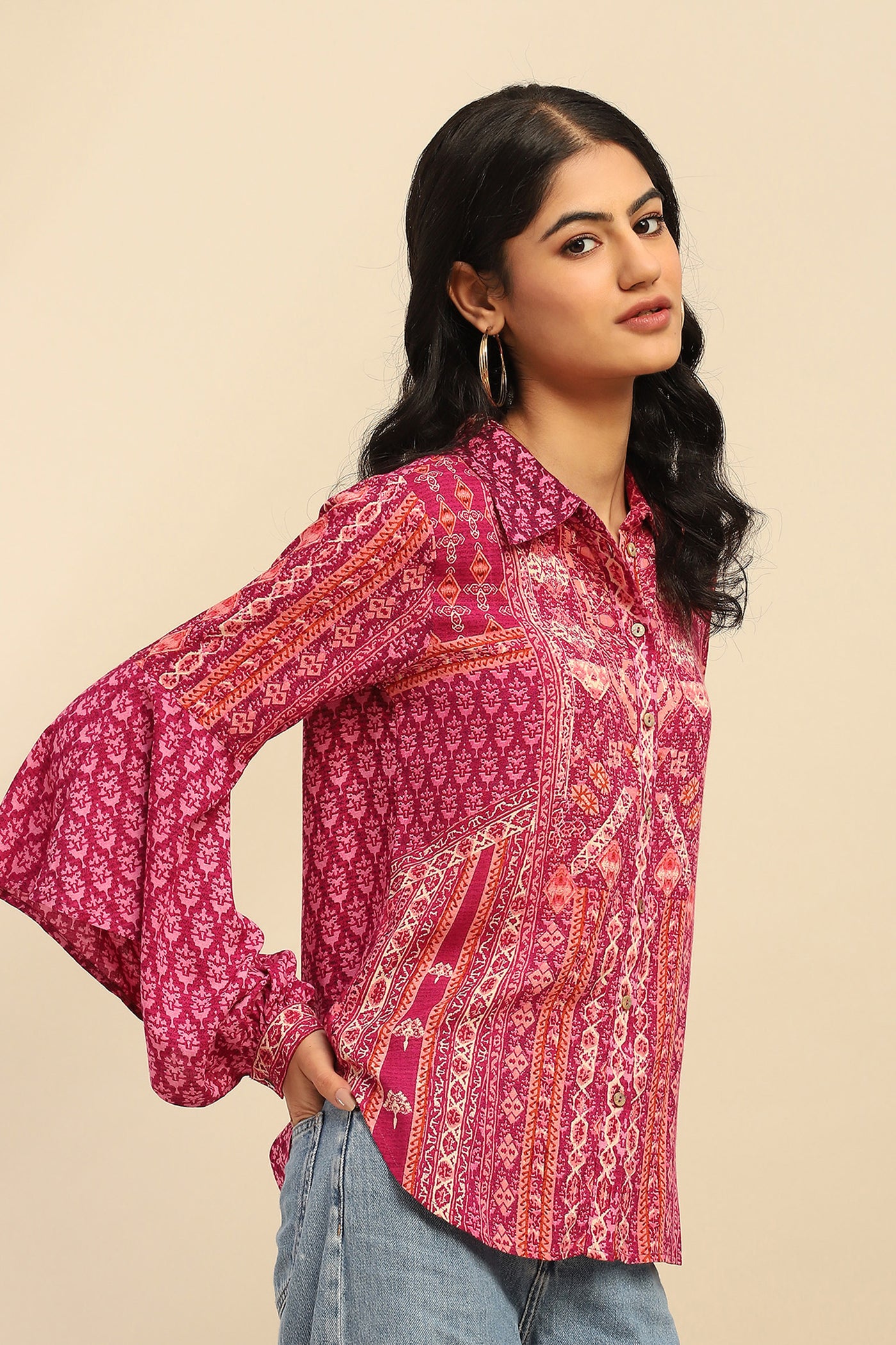 Aarke Ritu Kumar Purple Mosaica Shirt indian designer wear online shopping melange singapore