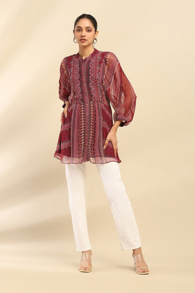 Aarke Ritu Kumar Purple Shaelza Shirt With Camisole indian designer wear online shopping melange singapore