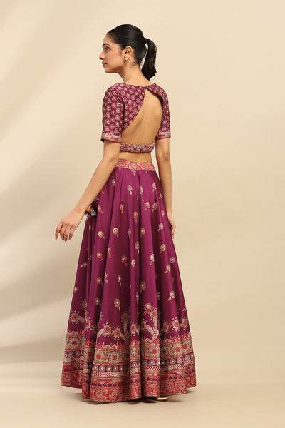 Aarke Ritu Kumar Purple Tanishqa Lehenga With Blouse And Dupatta indian designer wear online shopping melange singapore