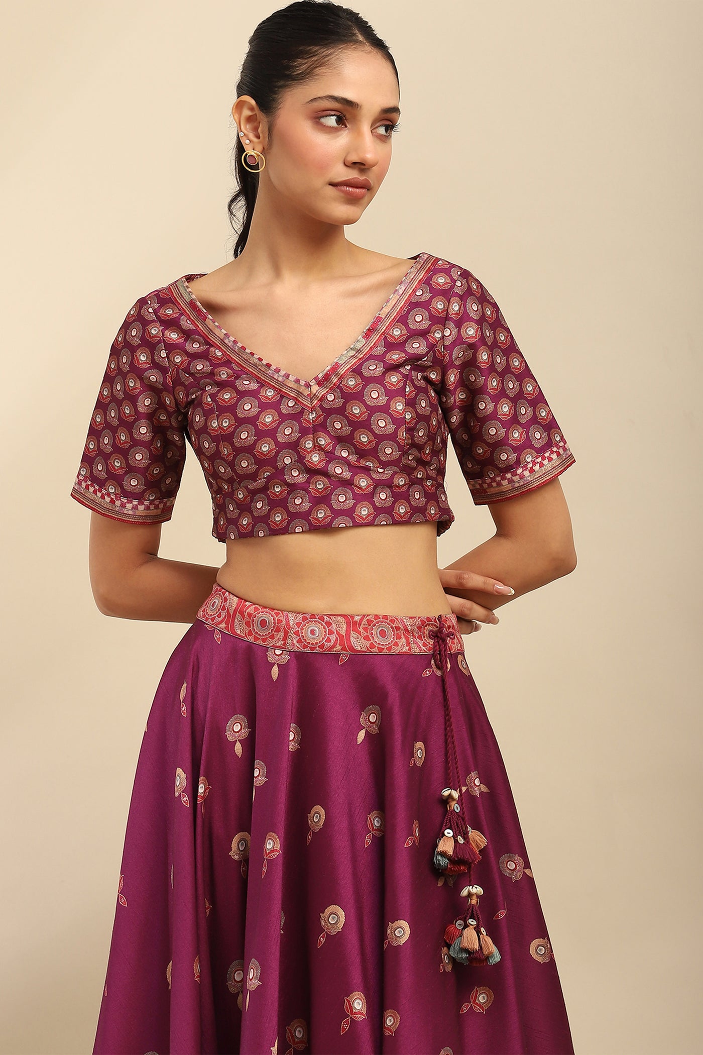 Aarke Ritu Kumar Purple Tanishqa Lehenga With Blouse And Dupatta indian designer wear online shopping melange singapore