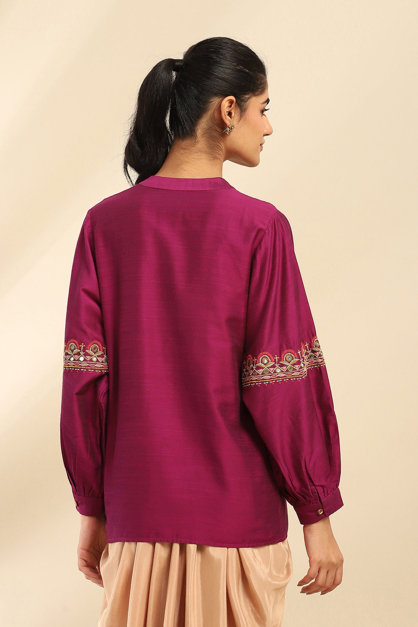 Aarke Ritu Kumar Purple Tanishqa Solid Shirt indian designer wear online shopping melange singapore
